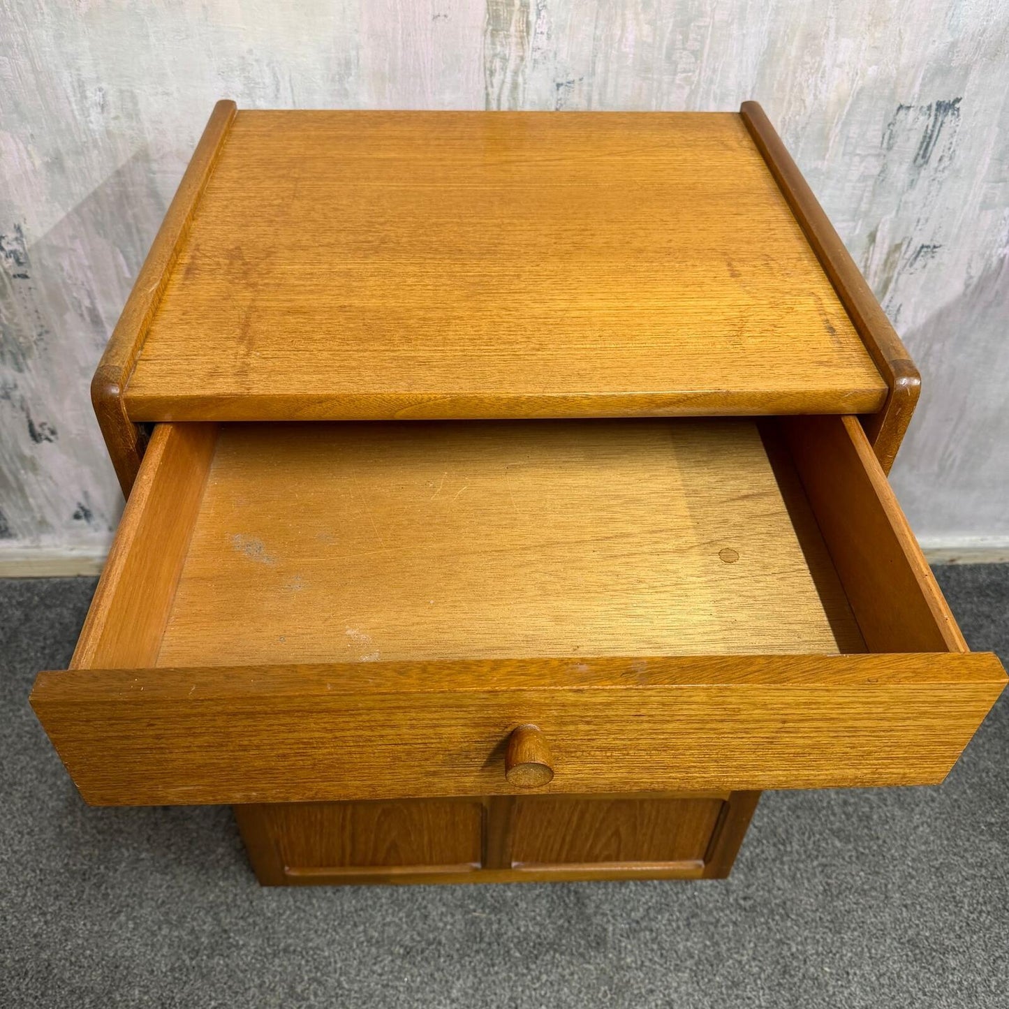 Vintage Mid Century Nathan Squares Cabinet Nightstand Drawer Single Cupboard