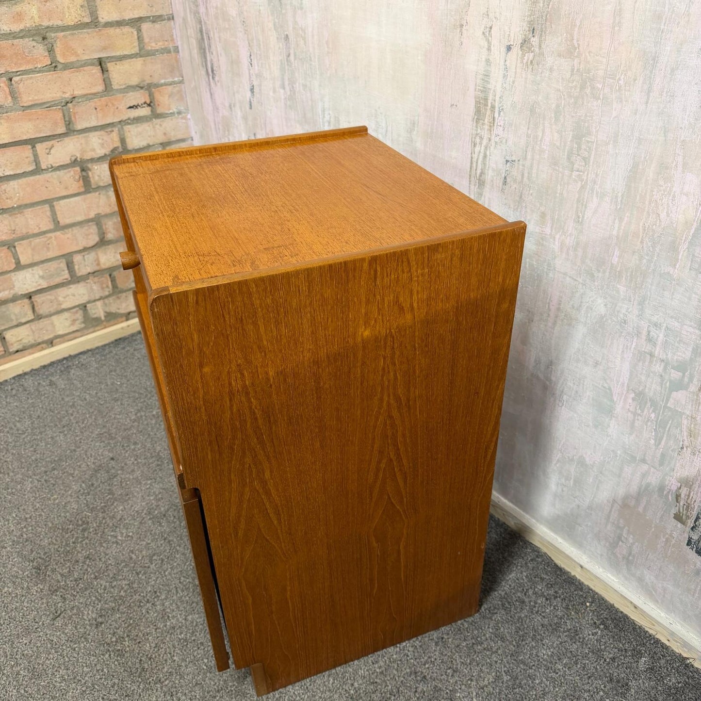 Vintage Mid Century Nathan Squares Cabinet Nightstand Drawer Single Cupboard