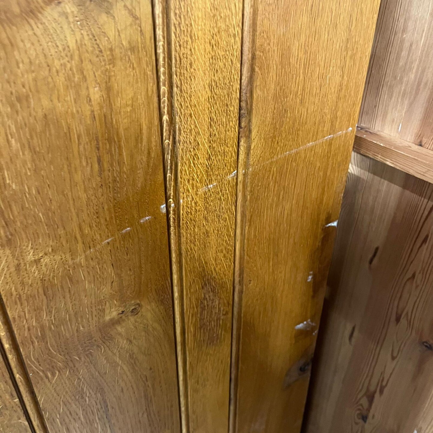 Tall Narrow Oak Entertainment Media Unit Adjustable Shelves Over Double Cupboard