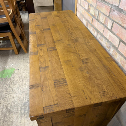 Oak Furniture Land Rustic Solid Oak Desk 4 Drawers Single Cupboard Rustic Look