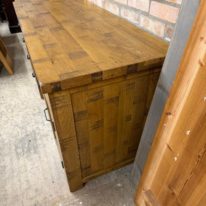 Oak Furniture Land Rustic Solid Oak Desk 4 Drawers Single Cupboard Rustic Look