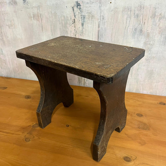 Oak Low Side Table Childs Stool Dark Stain Plant Stand