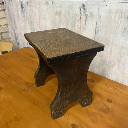 Oak Low Side Table Childs Stool Dark Stain Plant Stand