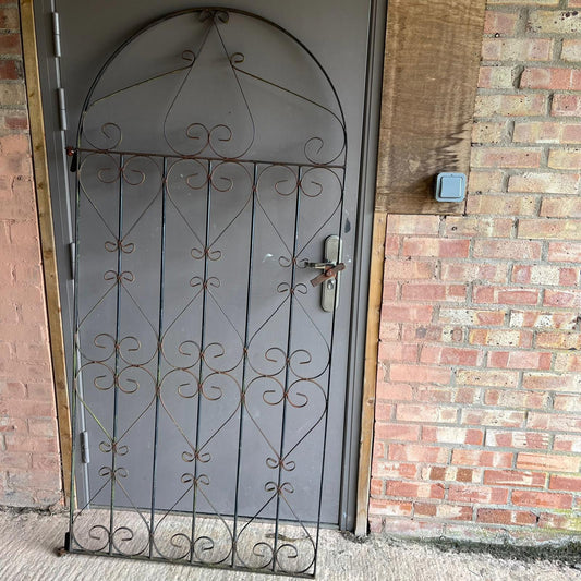 Vintage Large Metal Ornate Garden Gate Trellis Side Hinges & Latch