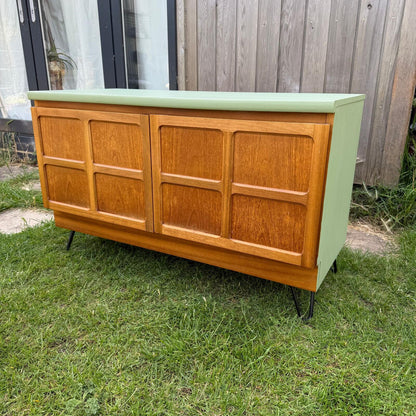 Vintage Nathan Squares Mid Century Low Cupboard Painted Hairpin Legs