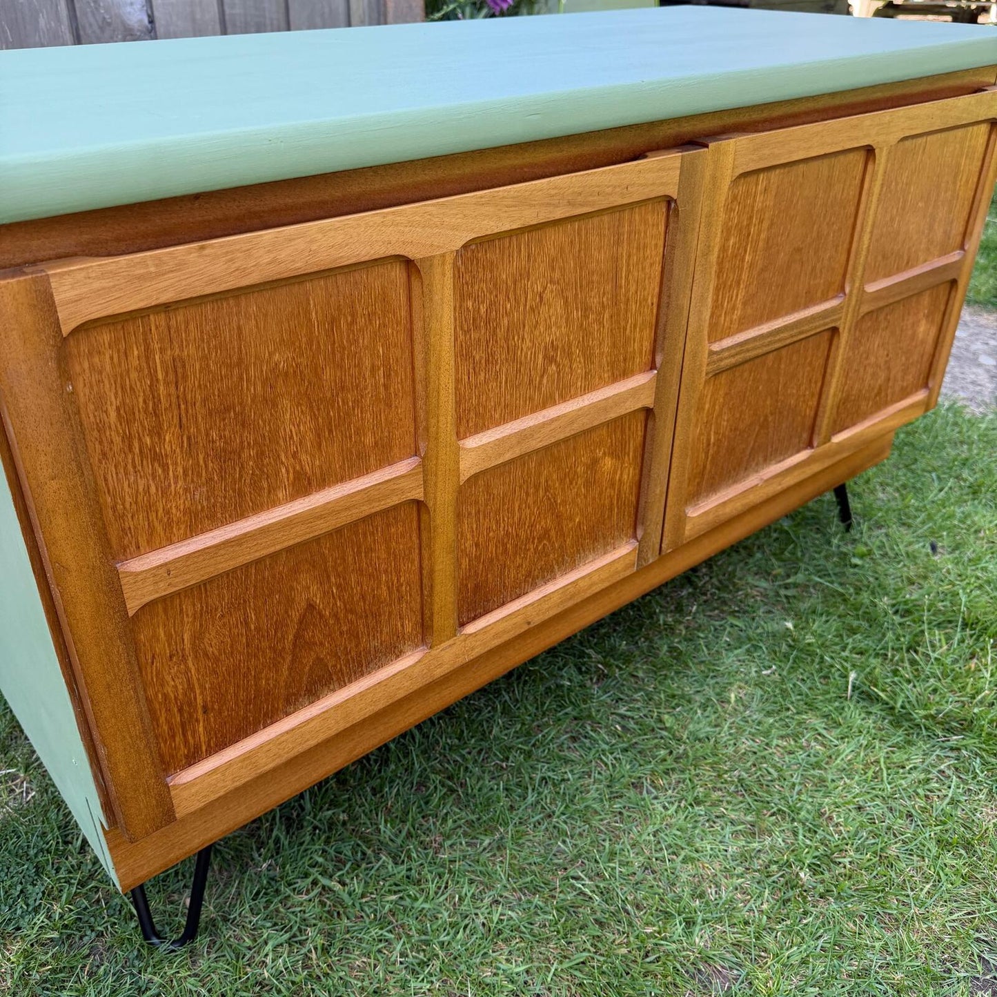 Vintage Nathan Squares Mid Century Low Cupboard Painted Hairpin Legs