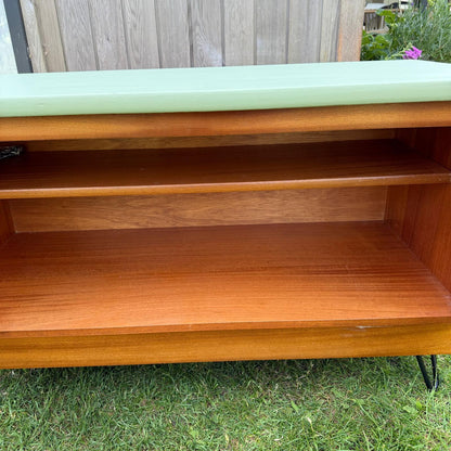 Vintage Nathan Squares Mid Century Low Cupboard Painted Hairpin Legs