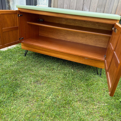 Vintage Nathan Squares Mid Century Low Cupboard Painted Hairpin Legs
