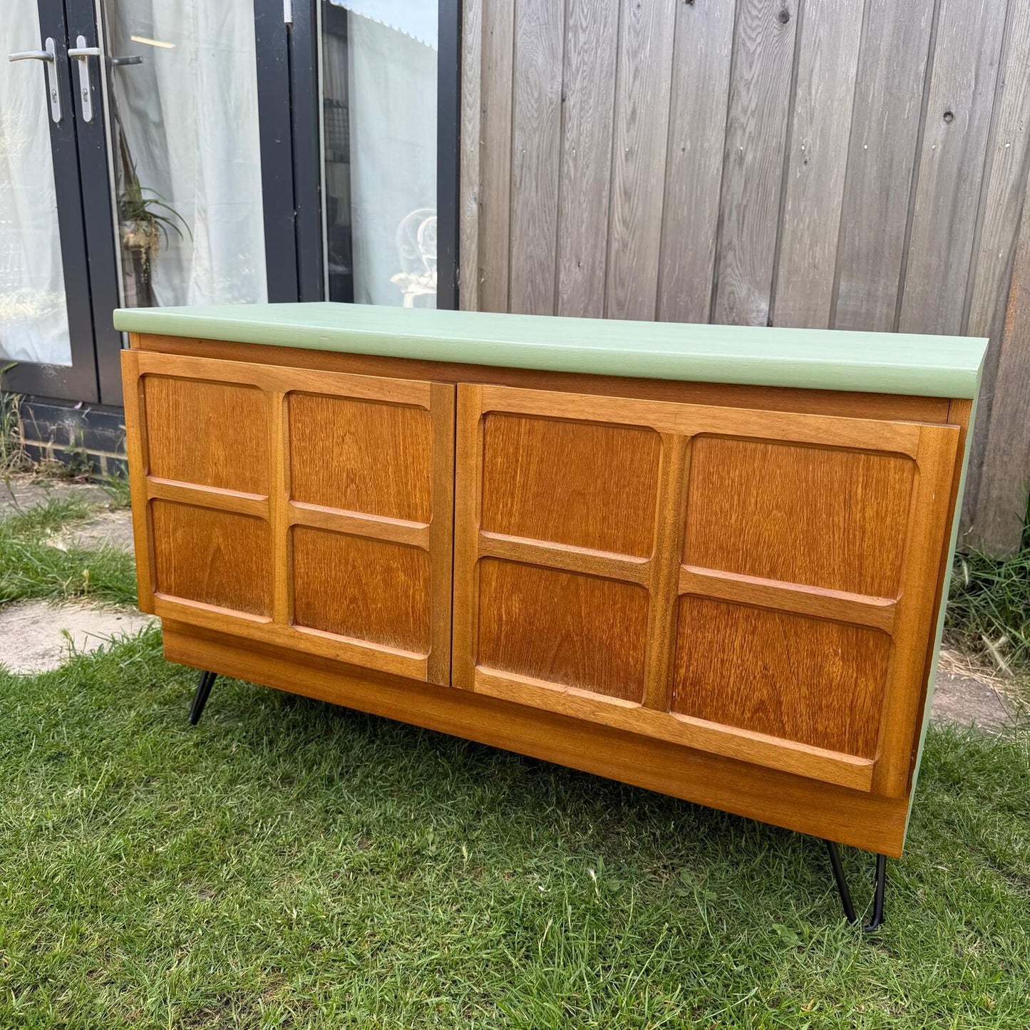 Vintage Nathan Squares Mid Century Low Cupboard Painted Hairpin Legs