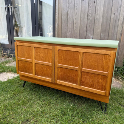 Vintage Nathan Squares Mid Century Low Cupboard Painted Hairpin Legs