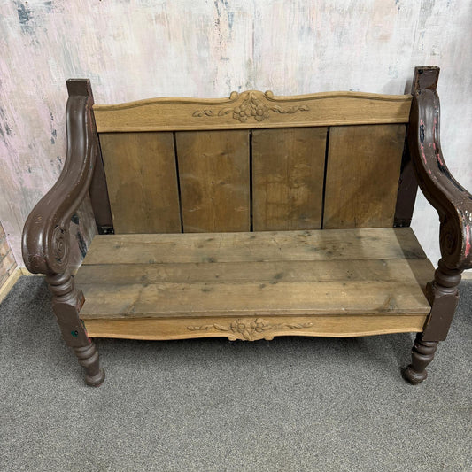 Ornate Pine 2 Seater Bench Reclaimed Rustic Feel