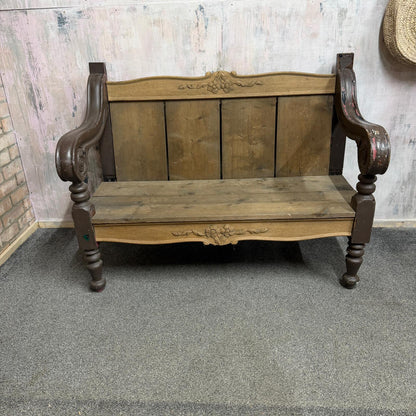 Ornate Pine 2 Seater Bench Reclaimed Rustic Feel