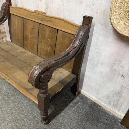 Ornate Pine 2 Seater Bench Reclaimed Rustic Feel