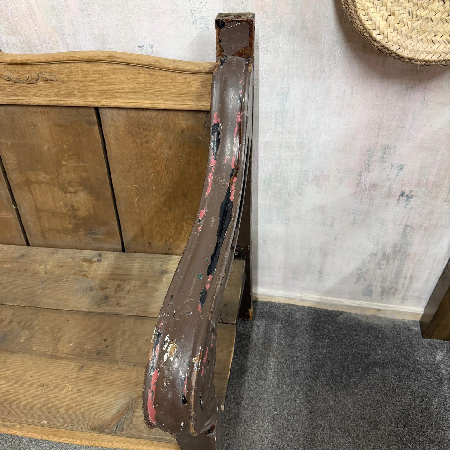 Ornate Pine 2 Seater Bench Reclaimed Rustic Feel
