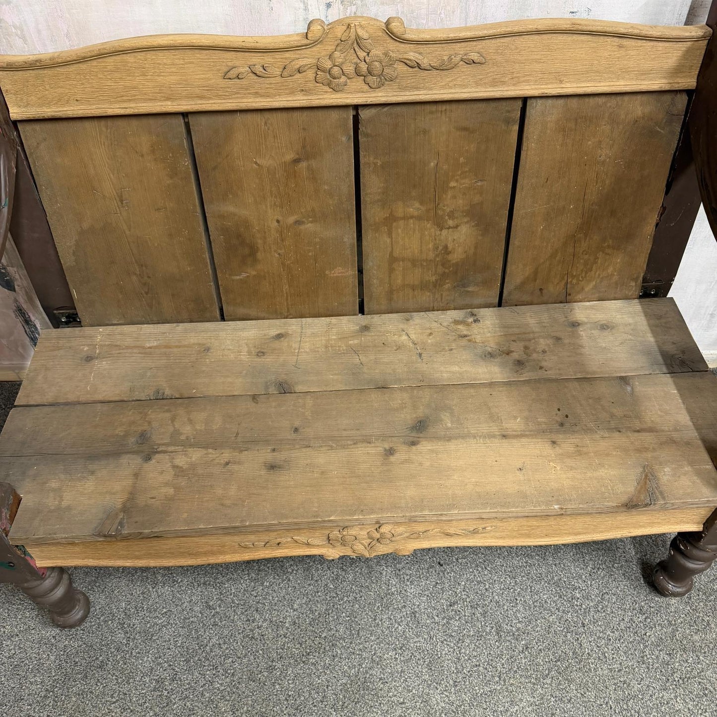 Ornate Pine 2 Seater Bench Reclaimed Rustic Feel