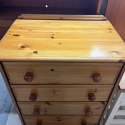 Pine Chest of 5 Drawers Knob Handles Ball Feet Gallery