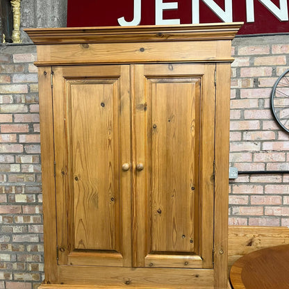 Solid Pine Double Wardrobe With 2 Over 2 Drawers Knob Handles Rail Breakdown
