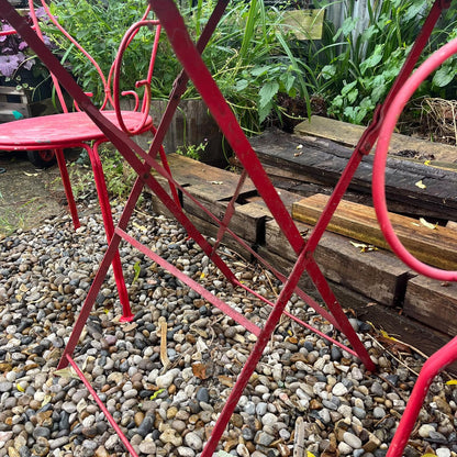 Retro Metal Bistro Table And 2 Chairs Garden Patio Conservatory Great Patina