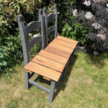 Upcycled Painted Grey Chairs With Cedar Bench Seating Garden Conservatory