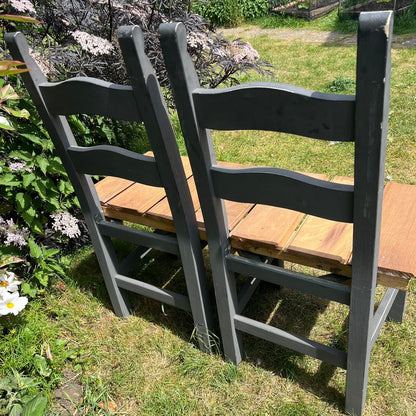 Upcycled Painted Grey Chairs With Cedar Bench Seating Garden Conservatory