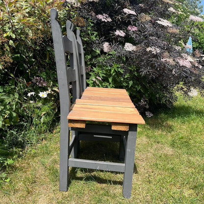 Upcycled Painted Grey Chairs With Cedar Bench Seating Garden Conservatory
