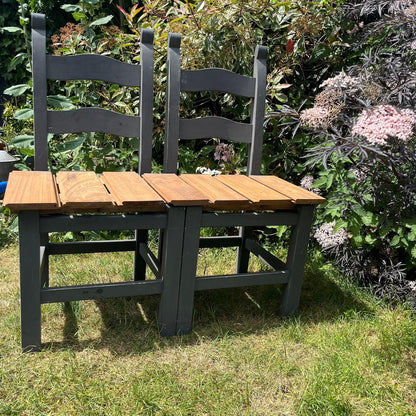 Upcycled Painted Grey Chairs With Cedar Bench Seating Garden Conservatory