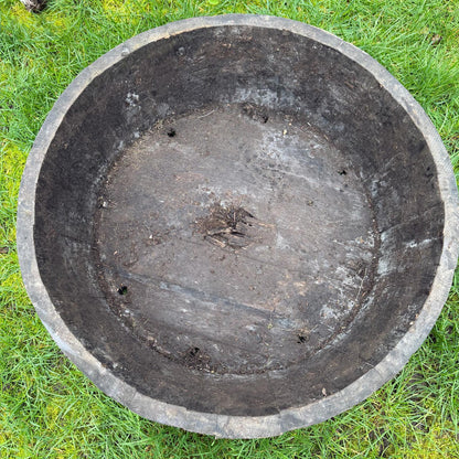 Vintage Wooden Barrel End Planter Banded Not Watertight