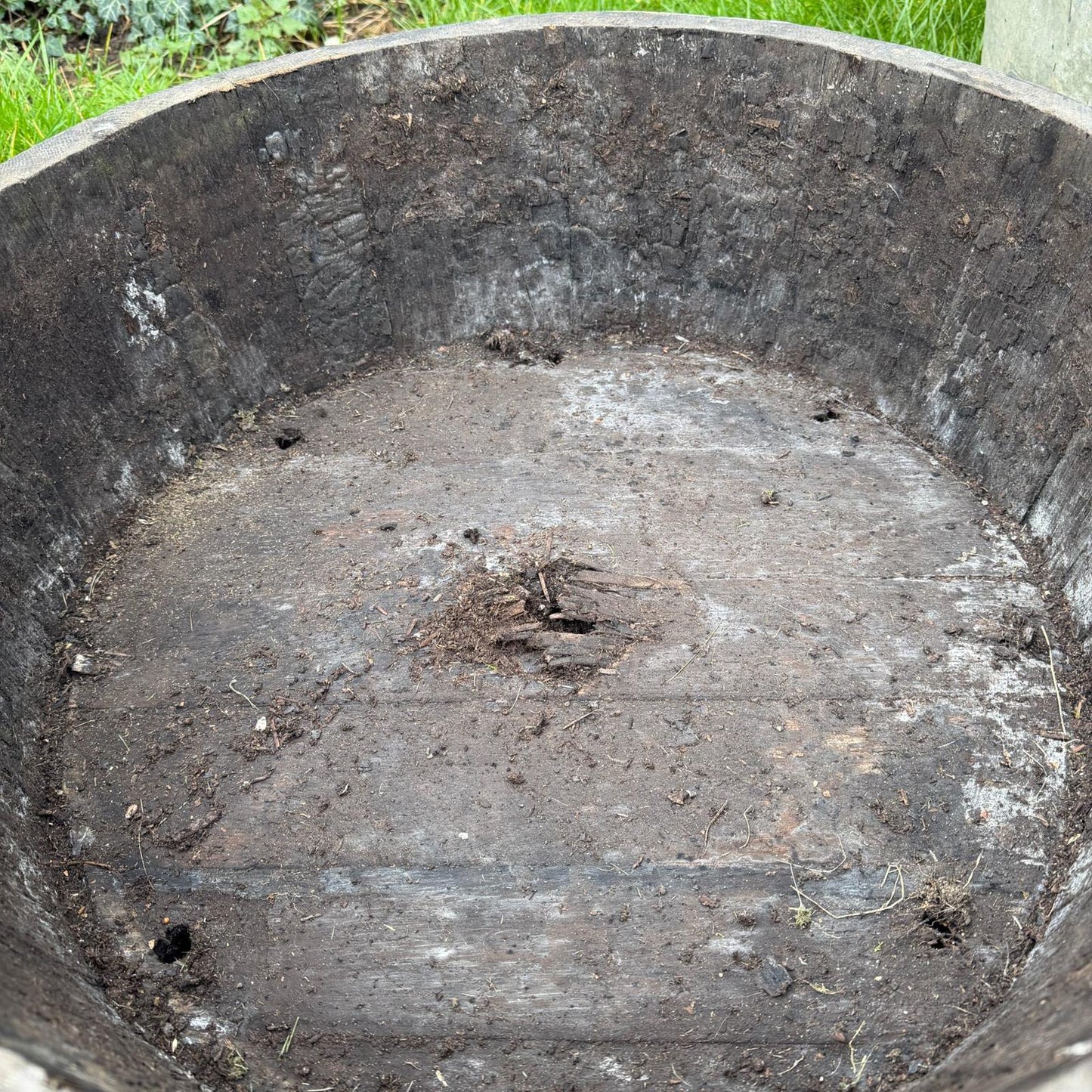 Vintage Wooden Barrel End Planter Banded Not Watertight