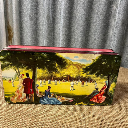 Vintage Cadburys Chocolate Biscuit Tin Victorian Park Scene