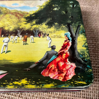 Vintage Cadburys Chocolate Biscuit Tin Victorian Park Scene