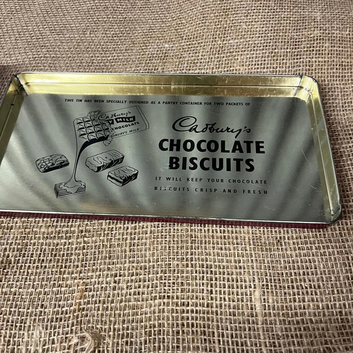 Vintage Cadburys Chocolate Biscuit Tin Victorian Park Scene