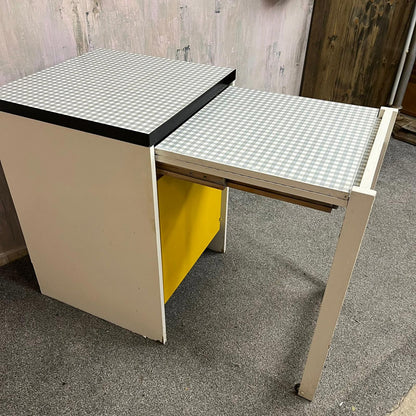 Vintage Ply Kitchen Unit Gingham Top Pull Out Double Extension Space Saver