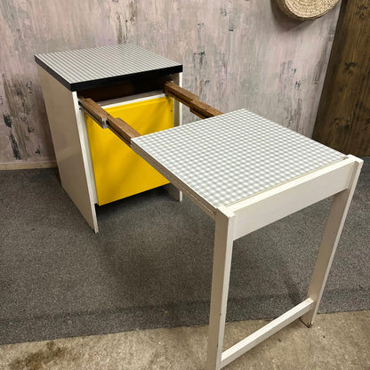 Vintage Ply Kitchen Unit Gingham Top Pull Out Double Extension Space Saver