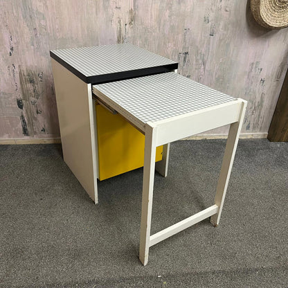 Vintage Ply Kitchen Unit Gingham Top Pull Out Double Extension Space Saver