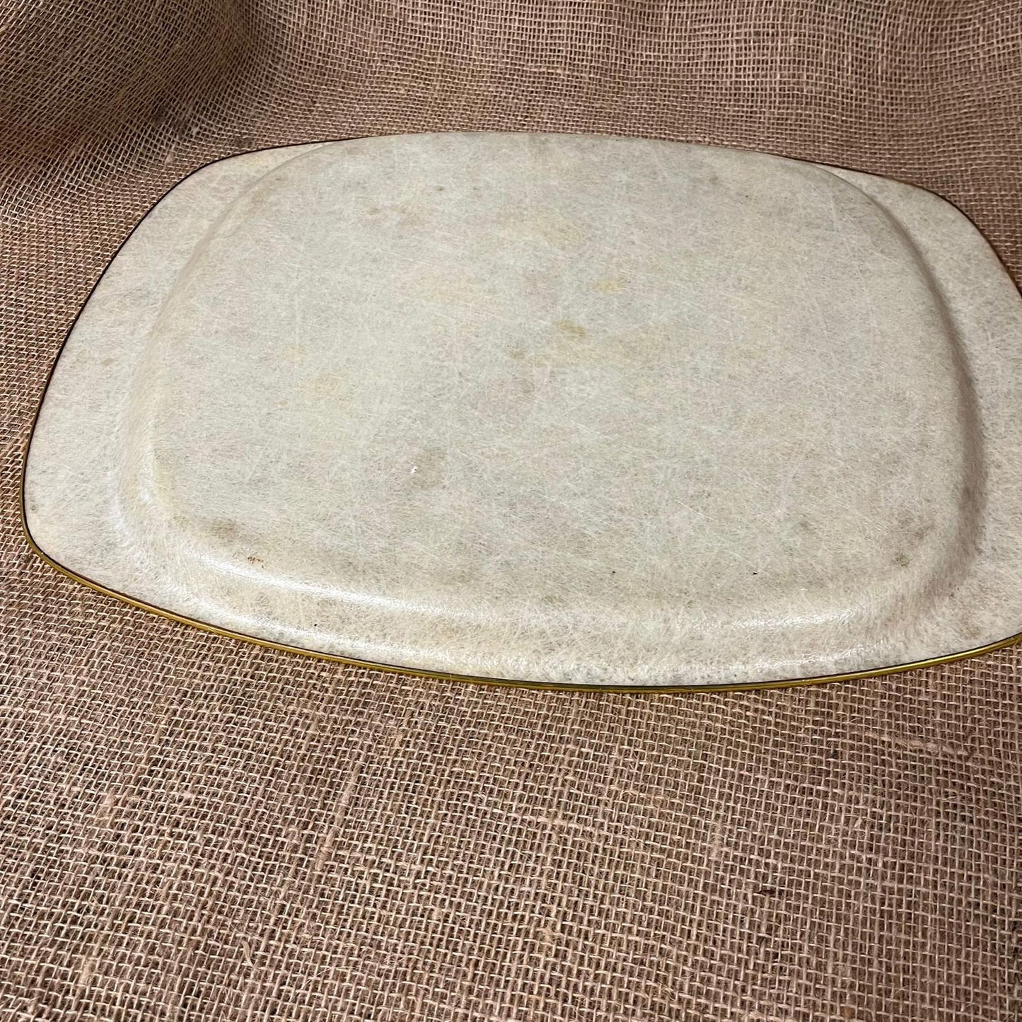 Vintage Fibreglass Floral Design Drinks Tray With Gold Trim Retro