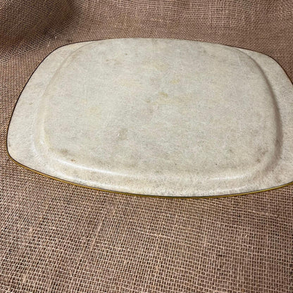 Vintage Fibreglass Floral Design Drinks Tray With Gold Trim Retro