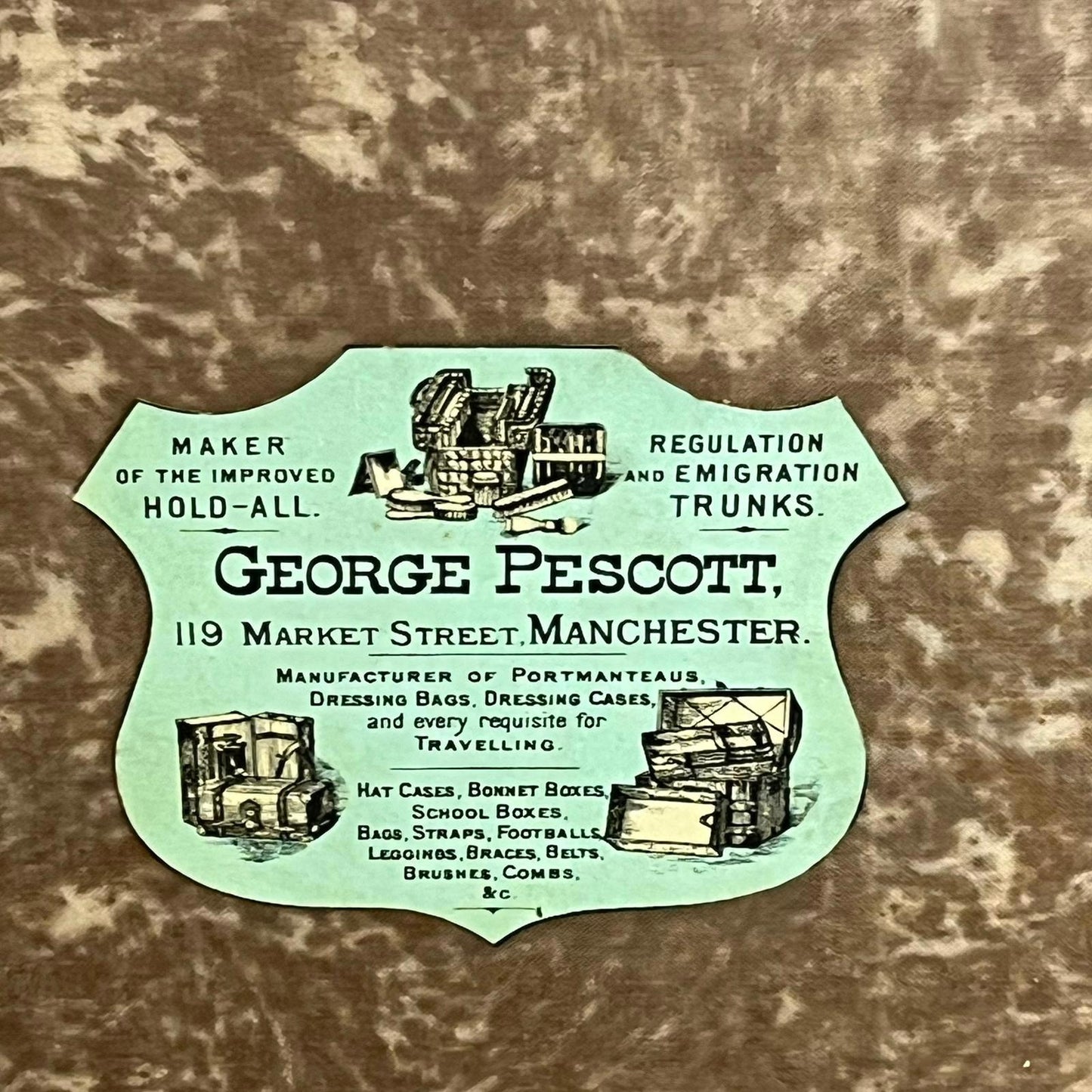 Vintage Leather Travel Trunk Black Carcass Brown Leather Straps and Handles