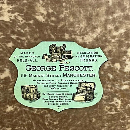 Vintage Leather Travel Trunk Black Carcass Brown Leather Straps and Handles