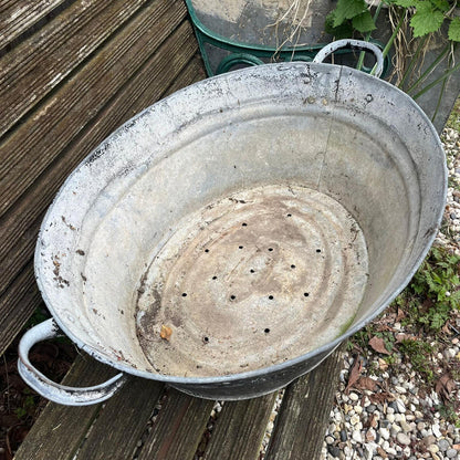 Vintage Tin Bath Planter Painted Black NOT Watertight