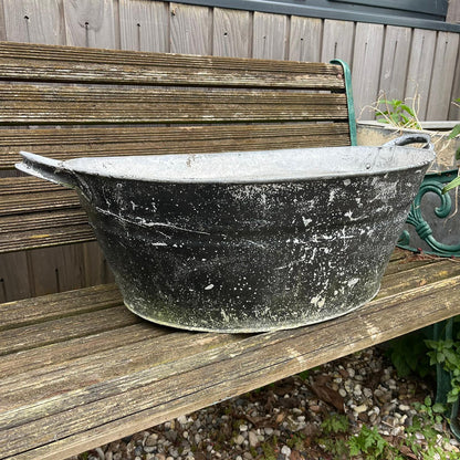 Vintage Tin Bath Planter Painted Black NOT Watertight