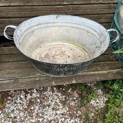 Vintage Tin Bath Planter Painted Black NOT Watertight