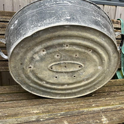 Vintage Tin Bath Planter Painted Black NOT Watertight