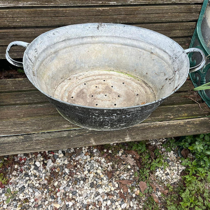 Vintage Tin Bath Planter Painted Black NOT Watertight