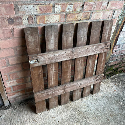 Vintage Wooden Garden Gate With Hinges & Bolt Planks Stained Brown Weathered