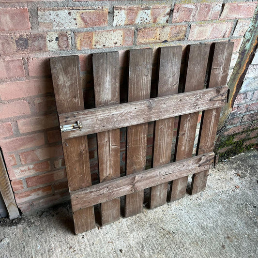 Vintage Wooden Garden Gate With Hinges & Bolt Planks Stained Brown Weathered