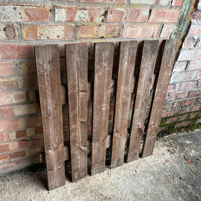 Vintage Wooden Garden Gate With Hinges & Bolt Planks Stained Brown Weathered