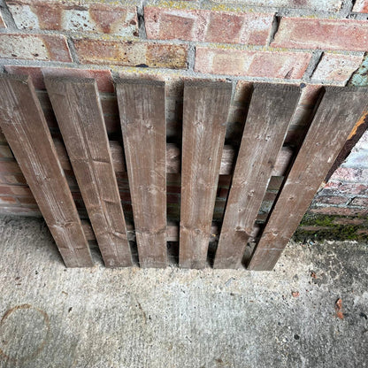 Vintage Wooden Garden Gate With Hinges & Bolt Planks Stained Brown Weathered