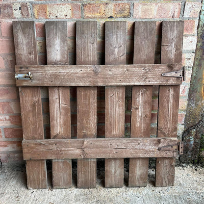 Vintage Wooden Garden Gate With Hinges & Bolt Planks Stained Brown Weathered