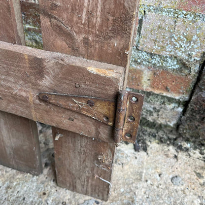 Vintage Wooden Garden Gate With Hinges & Bolt Planks Stained Brown Weathered