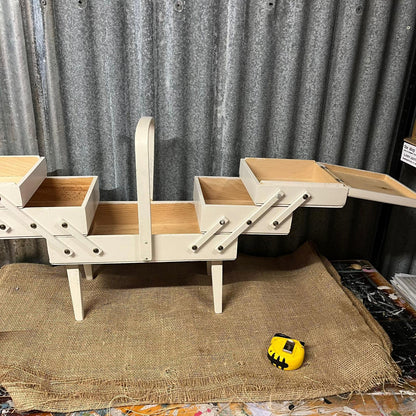 Wooden Painted Sewing Box On Legs Sweet Pea Decoupage